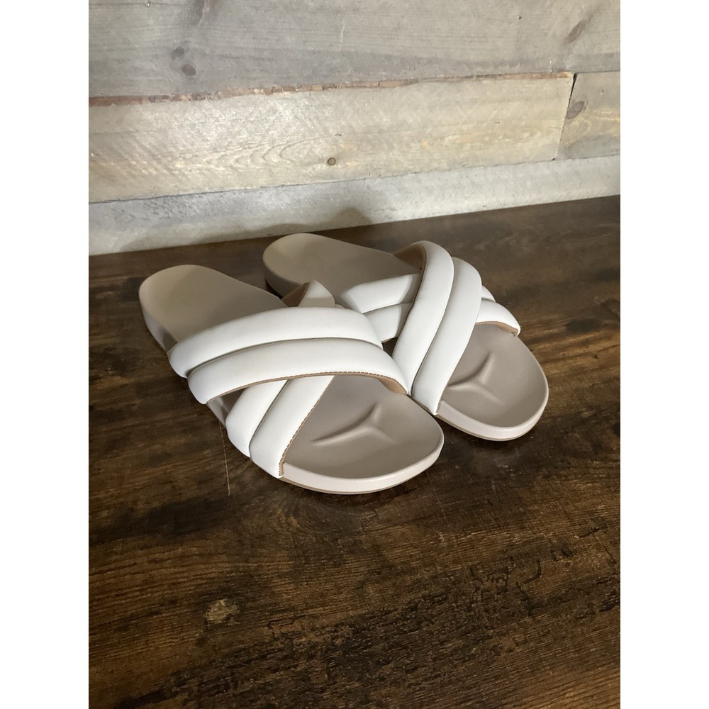 Olu Kai Slide Comfort Sandals Off-White Women's Size 8